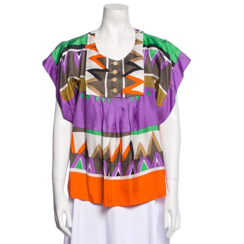 See by Chloe Silk Blouse with 70’s Geometric Vibe